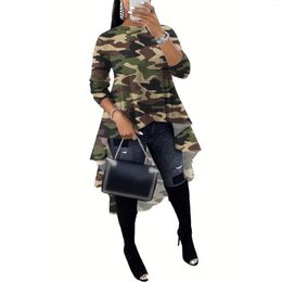 Casual Dresses Fashion Women Long Sleeve Dress Female Irregular Pullover Robe Girl's Streetwear Vestidos Lady's Camouflage