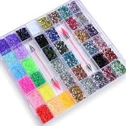 Nail Art Decorations 3mm Clear AB Crystal Rhinestones Set Round Resin Flatback Colourful Glitter Gems Nail Accessories DIY 3D Nail Art Decorations 230729