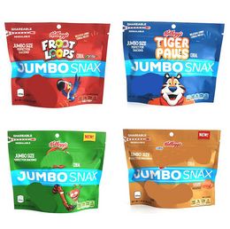 Packaging bag Plastic Bags Mylar packing resealable Zipper Packs stand up pouch sour 600mg tiger paws four Colours wholesale