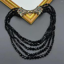 Chains European And American Micro Glass Bead Multi-Layer Elegant Necklace