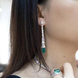 Dangle Earrings Water Drop Emerald Colour Zircon Luxry Wedding Party Accessories
