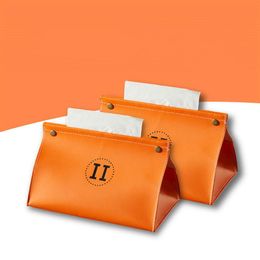 Designer Tissue Boxes Fashion Casual Home Table Decoration Napkins Holder Orange H Tissues Box Toilet Paper Dispenser Car Deco Nap296A