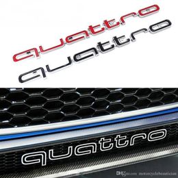 Quattro Logo Emblem Badge Car 3D Stickers ABS Quattro Stickers Front Grill Lower Trim For Audi A4 A5 A6 A7 RS5 RS6 RS7 RS Q3 Car A281N