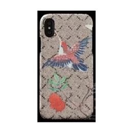 Designer Classic Cell Phone Cases for Apple iPhone 14 Plus 13 12 11 Pro Max Samsung S23 S22 S21 Note 20 Ultra Luxury PU Leather Mobile Back Covers Shells Fundas Bird