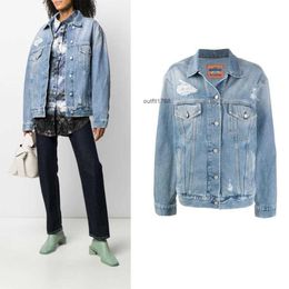 Ac Re Washed Water Worn Patch Jean Jacket for Men and Women