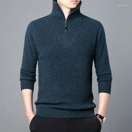 Men's Sweaters Mens Sheep Wool Jumpers Autumn & Winter Fashion Zipper Cashmere Male Turtleneck Pure Warm Knit Clothing