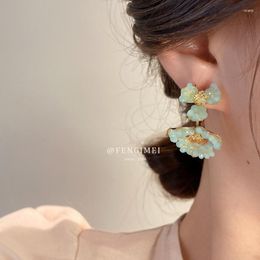 Dangle Earrings Exquisite Exaggerated Crystal Flower Earring Women's Delicate Classic Charm Jewellery Trendy Korean Style Jewelry