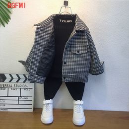 Jackets 2 9 Yrs Children's Thick Woolen Coat 2023 Plover Case Boy single breasted Handsome Baby Kid Boys Wear Autumn Winter Jacket 230728