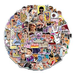 Waterproof sticker 50 100PCS Puerto Rican Singer Bad Bunny Stickers for Stationery Laptop Skateboard Car Motorcycle Funny Cool Gra309z