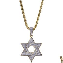 Pendant Necklaces Fashion Trendy Creative Geometric Hexagonal Fl Zircon Hip Hop Rock Men Necklace Party Locomotive Accessories Jewel Dhbld