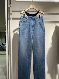 Women's Jeans 2023 Fashion Personality Denim Summer Thin Korean Style Retro Design Wide Leg Pants Rhinestone