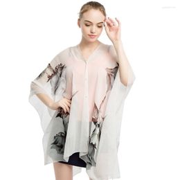 Scarves Summer Women Sun Protection Capes Loose Shawl Thin Chiffon Beach Scarf Bikini Cover Up Tops