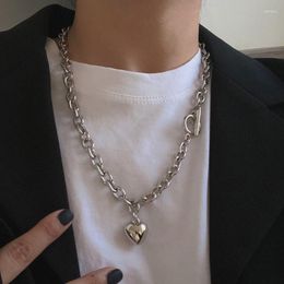 Chains Trend High Quality Punk Heart Pendant Necklace Women Fashion Statement Chunky Chain Grunge Jewellery Steampunk Men Gifts