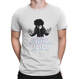 Men's T Shirts Shigeo Kageyama Power Up Men TShirt Mob Psycho 100 Crewneck Short Sleeve Shirt Humor Birthday Gifts