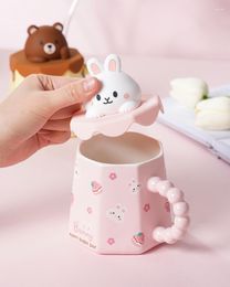 Mugs Mug With Lid Cute Cartoon Ceramic Girl High Value 2023 Straw Water Cup Coffee