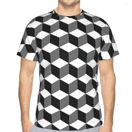 Men's T Shirts Simple Cube Pattern Effect Black And White Unique Polyester TShirt 3D Three Dimensional Top Quality Hip Hop Thin Shirt