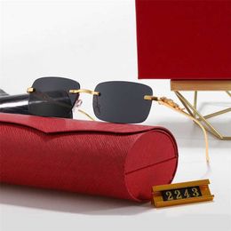 52% OFF Wholesale of Small frame frameless square for men and women head metal sunglasses glasses Leopard 2243