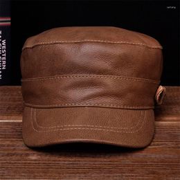 Ball Caps HL108 Men's Genuine Leather Men Baseball Cap Hat Solid Adjustable Hats With 5 Colours