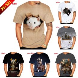 Men's T Shirts Men Fashion Print Rat T-shirts 3D Animal Harajuku Street Style Short Sleeve Unisex Cool Shirt