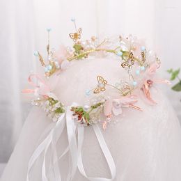 Headpieces Colourful Garlands With Butterfly Lovely Hairwear Little Girls Performances Headband Floral Wreath