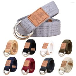 Belts Fashion Simple Silver Buckle Versatile Double Ring Waistband Canvas Strap Nylon Braided Belt Weave Waist Band