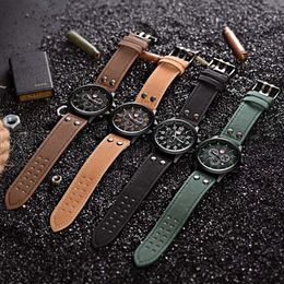 Wristwatches 2023 Vintage Classic Men's Watch Stainless Steel Waterproof Date Leather Strap Sports Quartz Military Boys' Clock