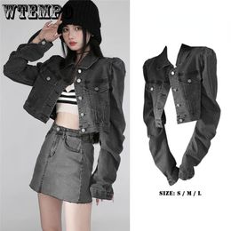 Women's Jackets Short Denim Jacket Gray Versatile for Women Jean Drop 230728