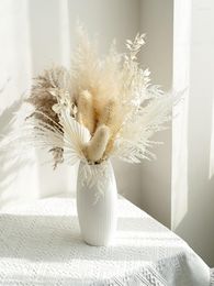 Decorative Flowers Natural Dried Pampas Grass Real Reed Fluffy Tail Dry Decor Home Wedding Bouquet Plants Christmas