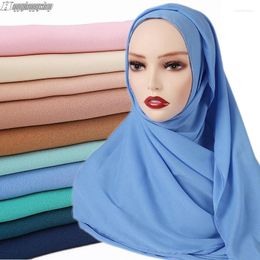 Scarves Solid Colour Women Plain Chiffon Scarf Hijab Malaysia Head Wraps Muslim Ladies Turban Islamic Shayla Arab Veil 70 175cm