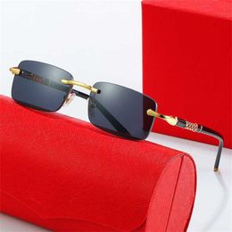 56% OFF Wholesale of Fashionable frameless flat lenses for men and women personalized mirror legs board sunglasses small box trendy glasses