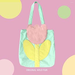 Storage Bags Spring/Summer Colored 3D Tulip Cute Small Fresh One Shoulder Handbag For Picnic Outgoing Bag Versatile Casual