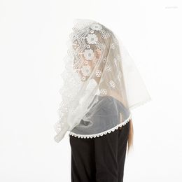 Bridal Veils Lace-mesh Headscarf Religious Church Style Embroidered Soft Gauze Shawl Infinity Scarf