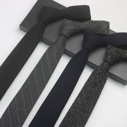 Bow Ties Fashion Classic Wool Blend Soft Necktie 6.5cm Grey Solid Striped Dot Plaid Tie Wedding Business Tuxedo Party Suit Accessories