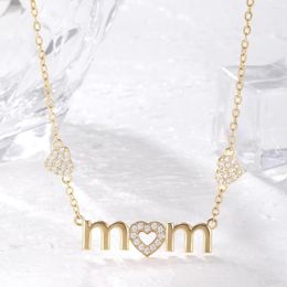 Chains Mother's Day Gift MaMa Letter Name Heart Pendant Chain Necklace High Quality Gold Colour Cubic Zircon Jewellery For Women Mom