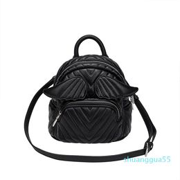 Factory wholesale ladies shoulder bags 2 colors niche design classic sewing striped handbag elegant solid color leather bucket bag cute mini wing backpack