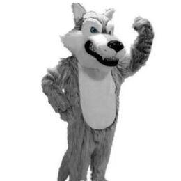 Grey Wolf Mascot Mascot Costumes Halloween Cartoon Adult Size Long Plush Wolf Aniaml Fancy Party Dress fancy dress factory direct 297F