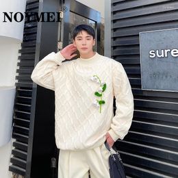 Men's Hoodies NOYMEI Trendy Winter Thickened Half High Collar Pullover Korean Personality Handmade Flower Temperament Sweatshirt WA1056