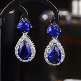 Stud Earrings The Product Group Is Inlaid With Zircon Water Drop Shaped Imitation Tourmaline Colour Jewellery Fashion