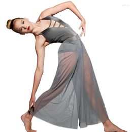 Stage Wear 2 Piece Dance Outfit Contemporary Costume Leotard Mesh Culotte Bodysuit Performance Clothes Customized213J