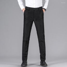 Men's Pants Premium No-iron Classic-fit Expandable-waist Pleat-front Pant 2023 Fashion Lattice Suit Business Trousers 572