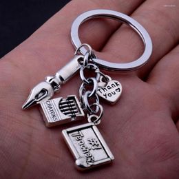 Keychains Teachers Keyrings Pen Crayons Teacher Love Heart Thank You Charm Pendant Women Men Graduation Thanksgiving Gifts