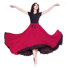 Stage Wear 540 Degree Double Sided Colour Flamenco Costume Skirt Belly Dance Pendulum Evening Party Chiffon Long Skirts