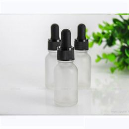 Packing Bottles 0.5 Oz Frosted Glass With Black Cap For Essential Oils Pers Make Up Containers 0414 Drop Delivery Office School Busine Otqus