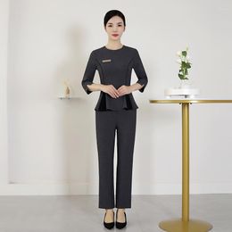 Women's Two Piece Pants Beauty Salon Women Beauticians Uniform Suits Foot Bath Female Technician Work Sauna Massage Receptionist Workwear