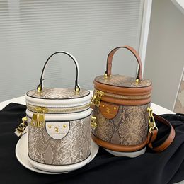 Evening Bags Round Bucket Handbag Purse Vintage Snake Pattern Crossbody Bag For Women Mini Small Trendy Messenger Luxury Tote 230729