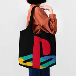 Shopping Bags Play Stations Groceries Printed Canvas Shopper Shoulder Tote Big Capacity Portable Game Gamer Gifts Handbag