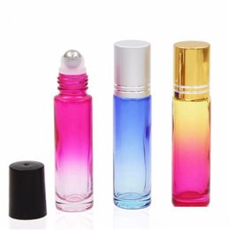 Packing Bottles 10Ml Empty Glass Per With Stainless Steel Roller Ball Portable Travel Colorf Essential Oil Container Drop Delivery Off Otguv