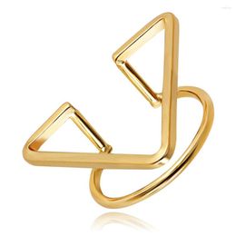 Cluster Rings Hyperbole Geometric V-Shaped Triangle Opening Cuff Copper 24k Gold Colour Wedding Bands Anniversary Party Women Jewellery