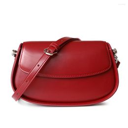 Evening Bags UBELLIN 2023 Fashion Underarm Bag White Saddle Crossbody Real Leather Shoulder Luxury Messenger Women