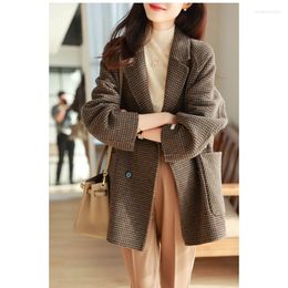 Women's Suits Wool Suit Foreign Trade Original Single Italian Clothing Export European Collar Plaid Coat WR014